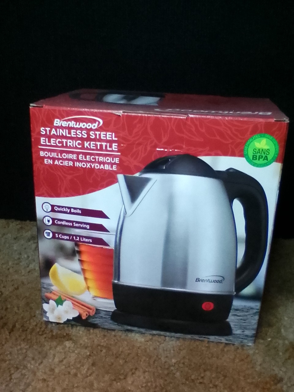 Stainless Steel Electric Kettle - Silver & Black